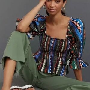 Anthropologie Conditions Apply Boho Peplum Top Size X-Large